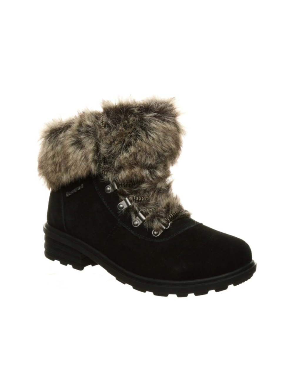 Bearpaw Serenity Winter Boots Black Grey Faux Fur Women’s Size 7 NIB